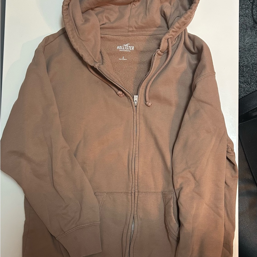 Hollister Casual Tan Zip-Up Hoodie